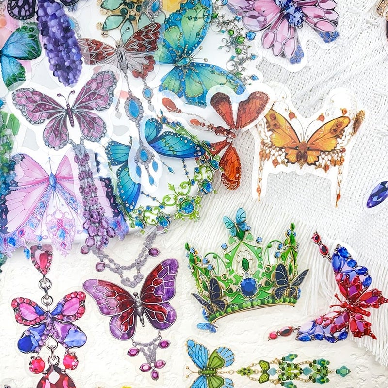 PIGBIT 50Pcs Gem Butterfly Scrapbook Stickers â€“ Crystal Butterfly Clear Stickers for Journaling, Scrapbooking, Laptop, Art Crafts - Image 4