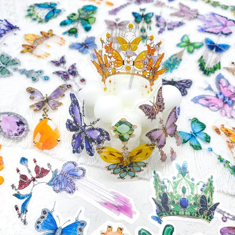 PIGBIT 50Pcs Gem Butterfly Scrapbook Stickers â€“ Crystal Butterfly Clear Stickers for Journaling, Scrapbooking, Laptop, Art Crafts - Image 3