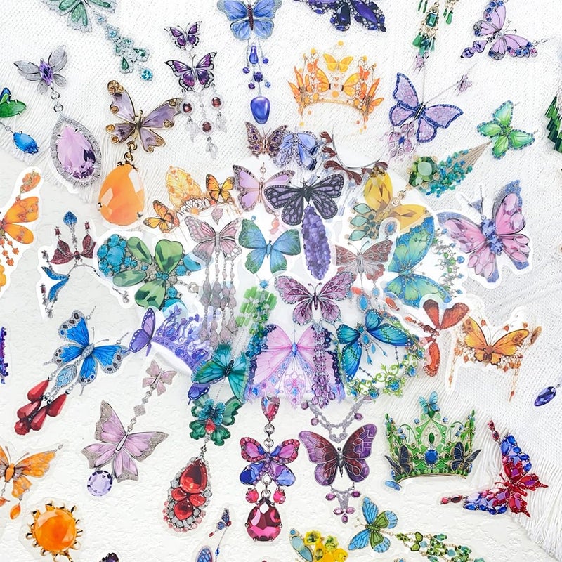 PIGBIT 50Pcs Gem Butterfly Scrapbook Stickers â€“ Crystal Butterfly Clear Stickers for Journaling, Scrapbooking, Laptop, Art Crafts - Image 2