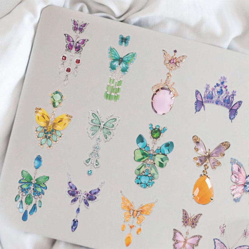 PIGBIT 50Pcs Gem Butterfly Scrapbook Stickers â€“ Crystal Butterfly Clear Stickers for Journaling, Scrapbooking, Laptop, Art Crafts - Image 5