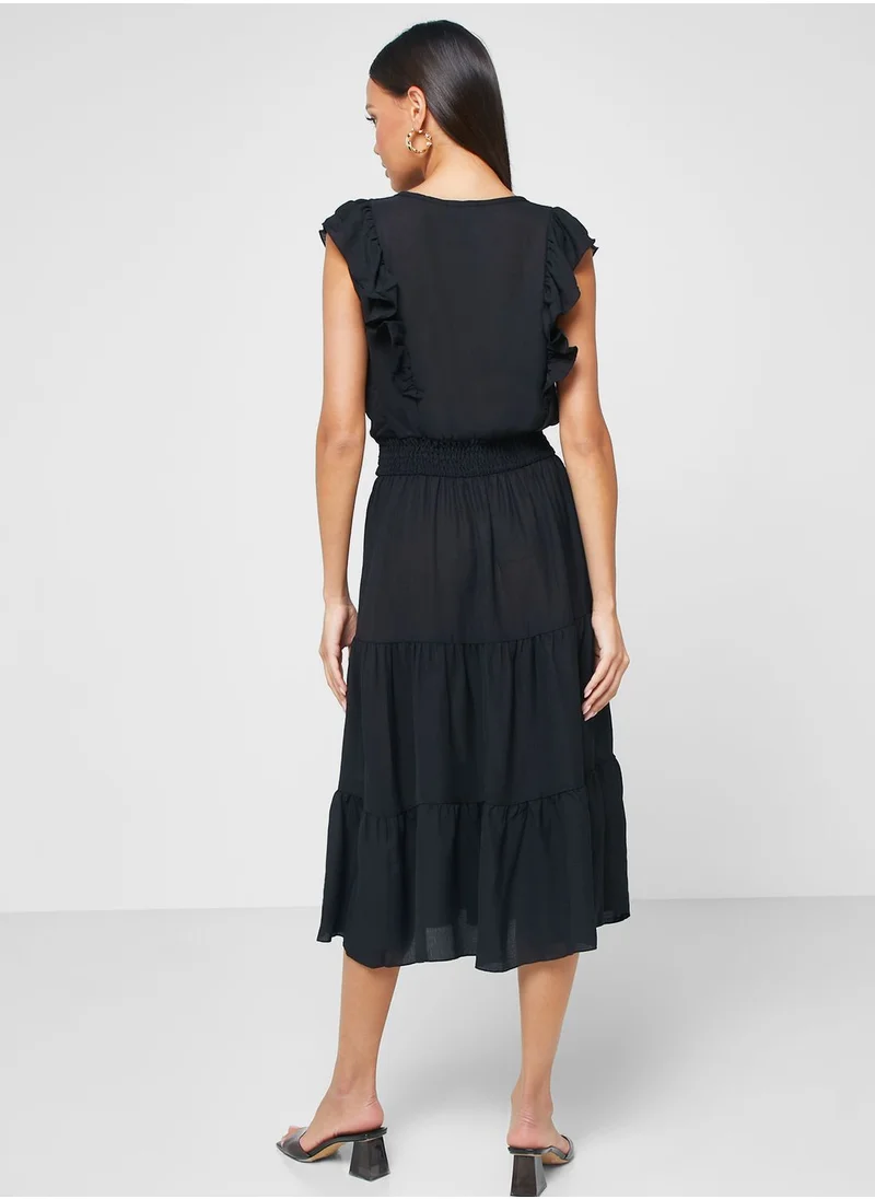 ELLA Ruffle Sleeve Tiered Dress