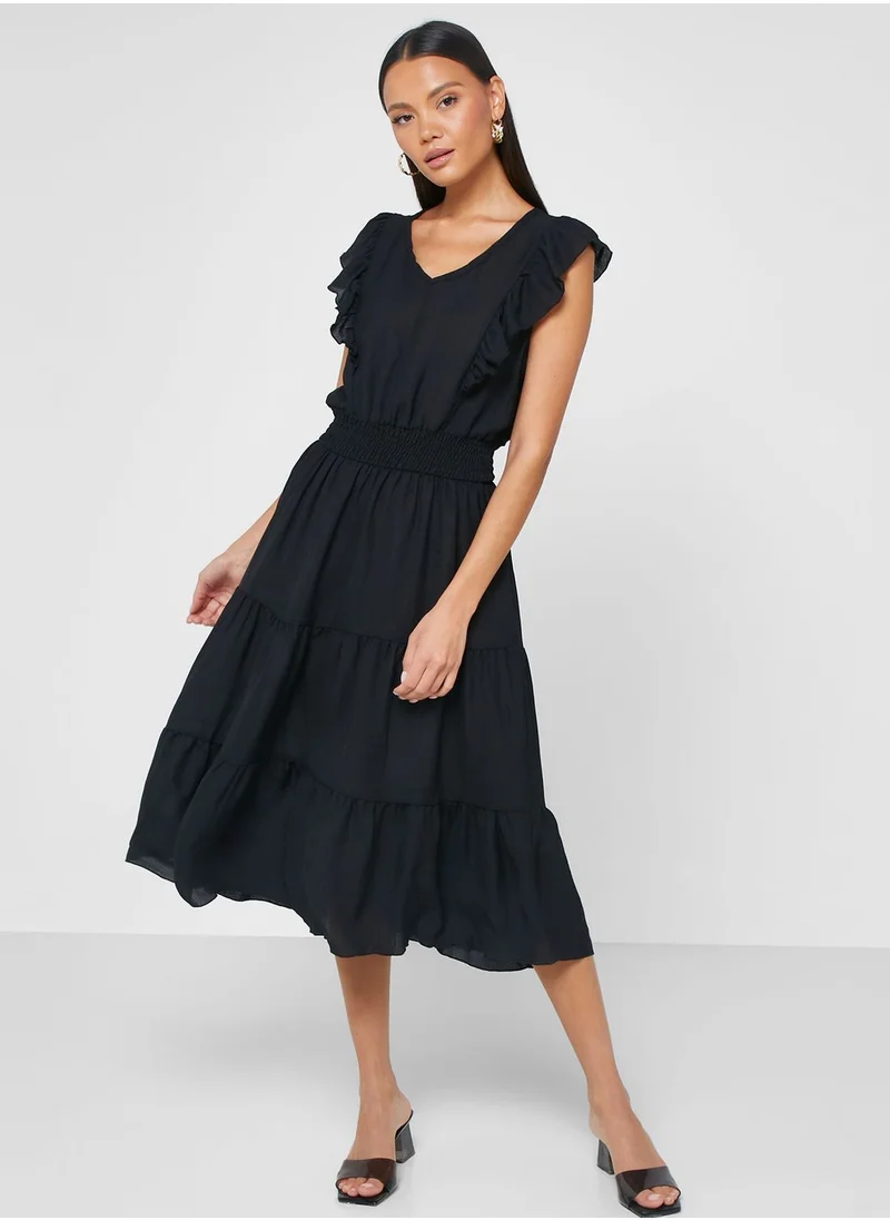 ELLA Ruffle Sleeve Tiered Dress