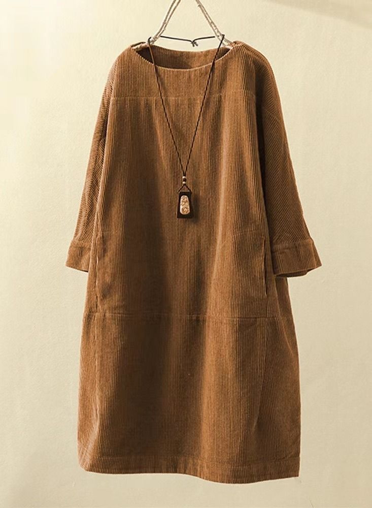 Loquat Casual Women's Round Neck A line Skirt Dress  - Image 1