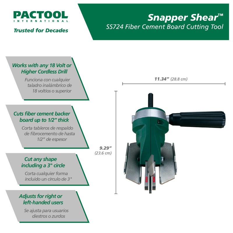 PacTool SS724 Snapper Shear Pro - Cutting Tool for Fiber Cement Board - Power Shears Professional Power Tools - Image 2