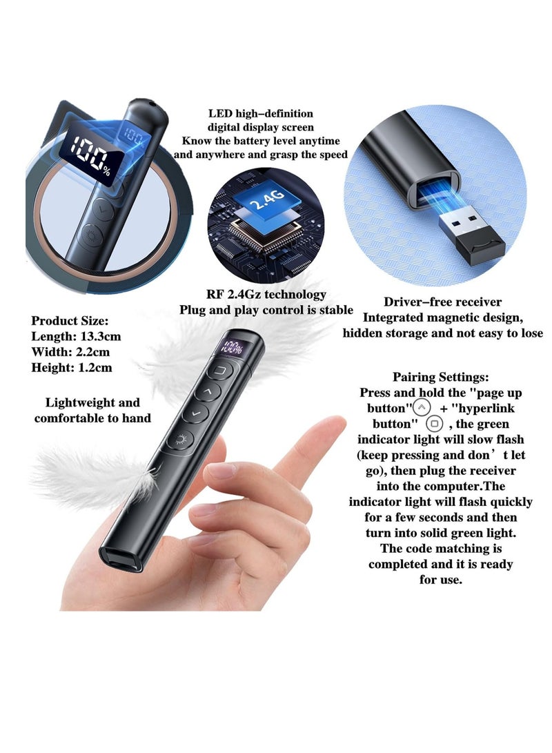 Wireless Presenter With Laser Pointer Pen Black Presentation Clicker with Red Laser
