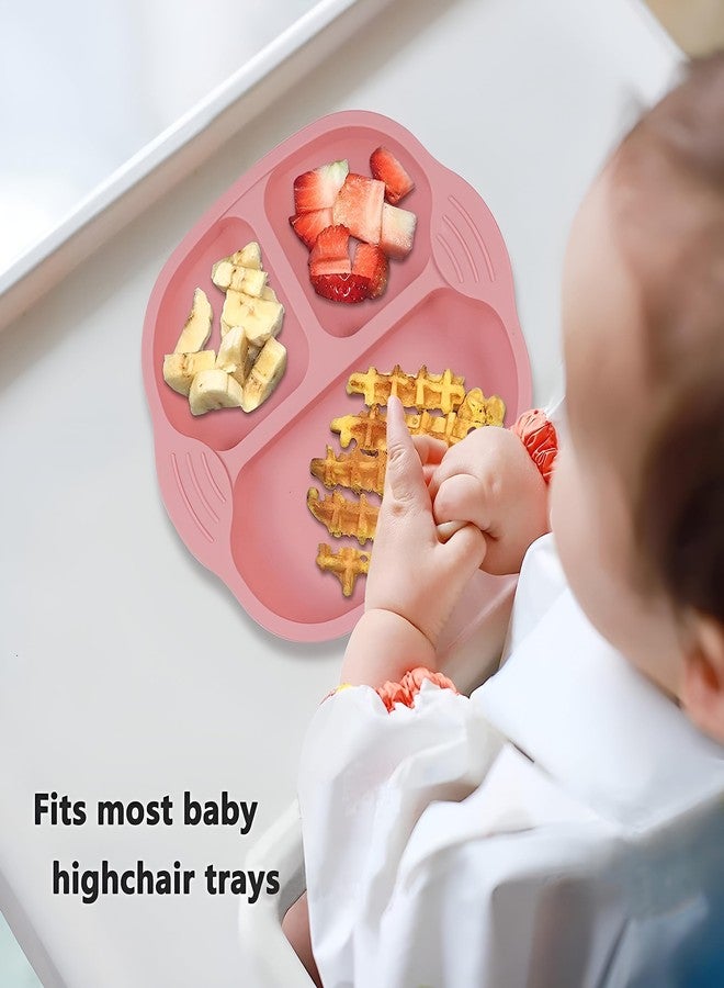 yomith Plates for Baby, Silicone Dishes for Toddlers Infant Kids, Divided Suction Plate Baby Dish, Non-Slip, Non-Toxic, BPA Free (Pink) - Image 3