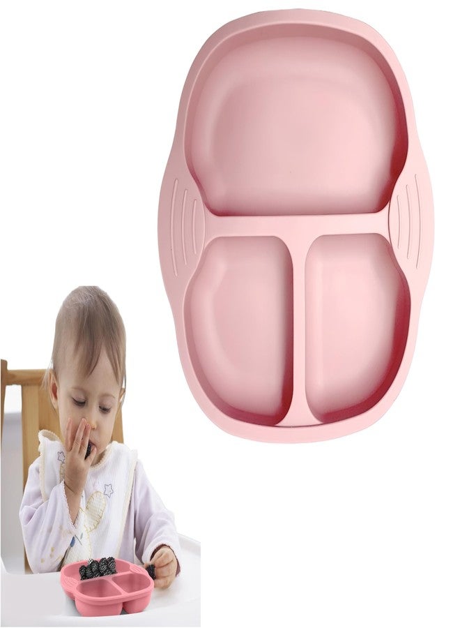 yomith Plates for Baby, Silicone Dishes for Toddlers Infant Kids, Divided Suction Plate Baby Dish, Non-Slip, Non-Toxic, BPA Free (Pink) - Image 1