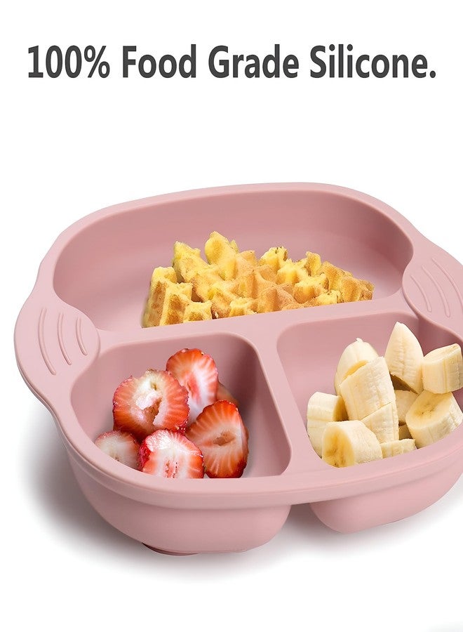 yomith Plates for Baby, Silicone Dishes for Toddlers Infant Kids, Divided Suction Plate Baby Dish, Non-Slip, Non-Toxic, BPA Free (Pink) - Image 2