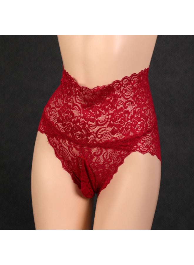 Men's High-waisted Lace Underwear Ultra-thin Seamless Briefs Mesh Breathable Fun With Jj Sets Of Stockings Shorts