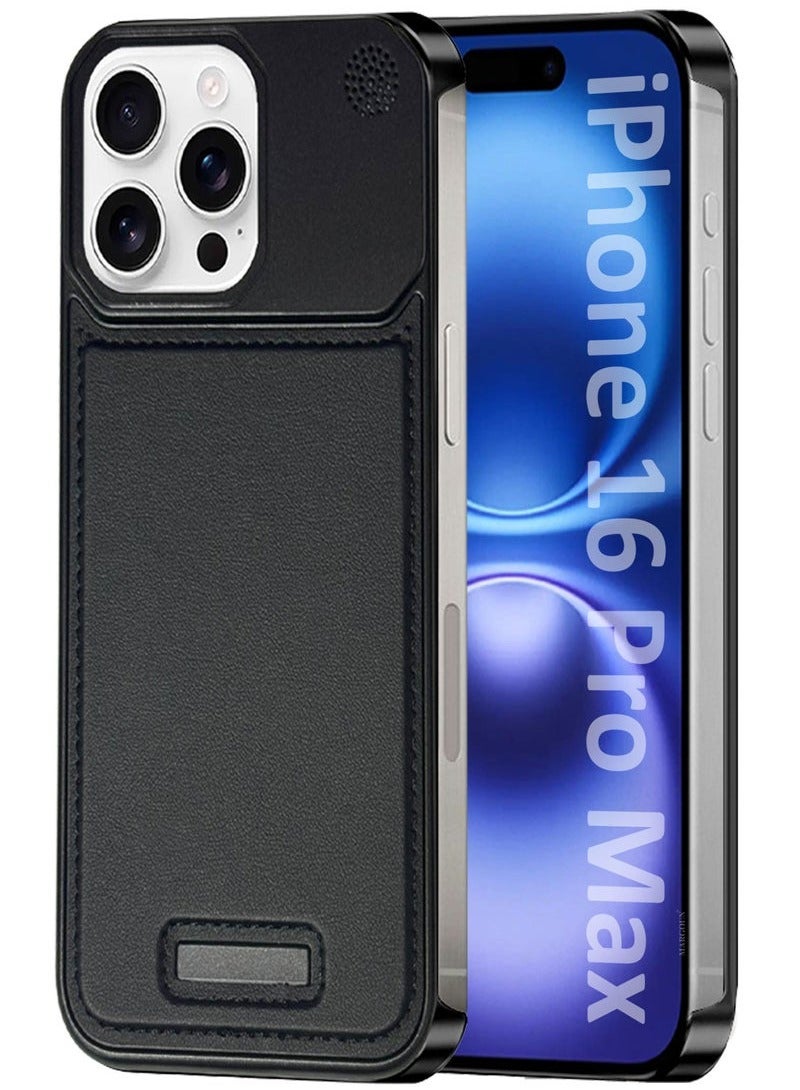 CATANES iPhone 16 Pro Max Case Leather Metal Design, Slim Lightweight Minimalist Cover