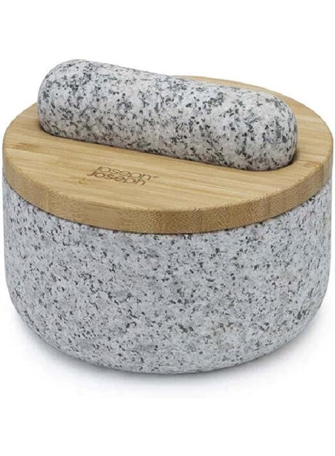 Joseph Joseph Jj 003802 Grijs Dash Vijzel Met Bamboe Deksel - Image 1