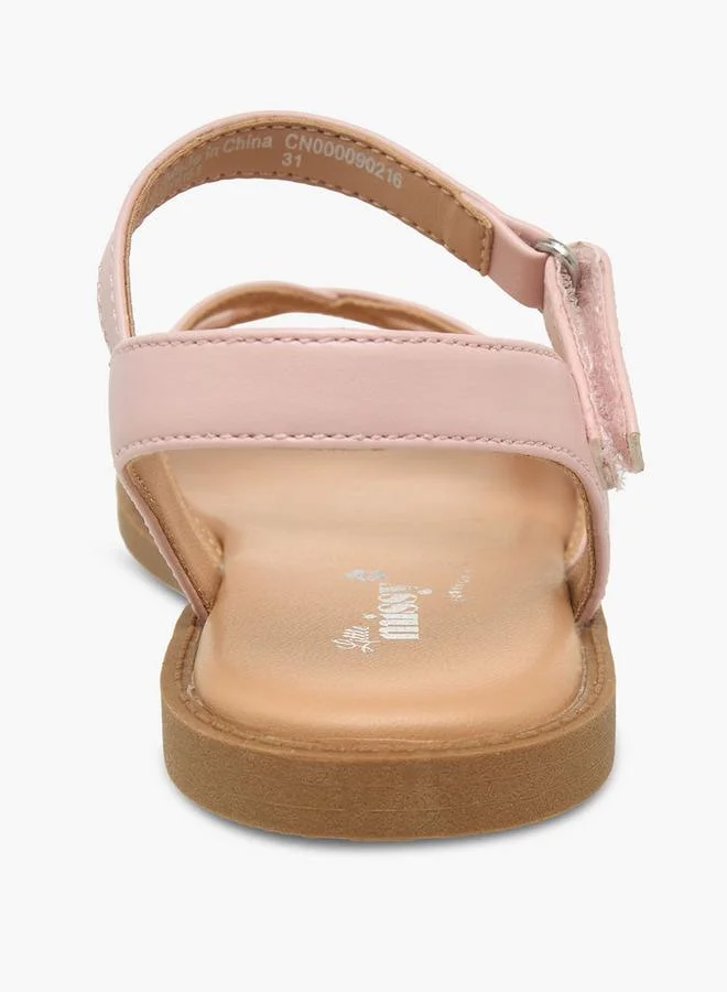 Little Missy PINK Girls Lace Detail Hook & Loop Sandals for Women | Best Price UAE