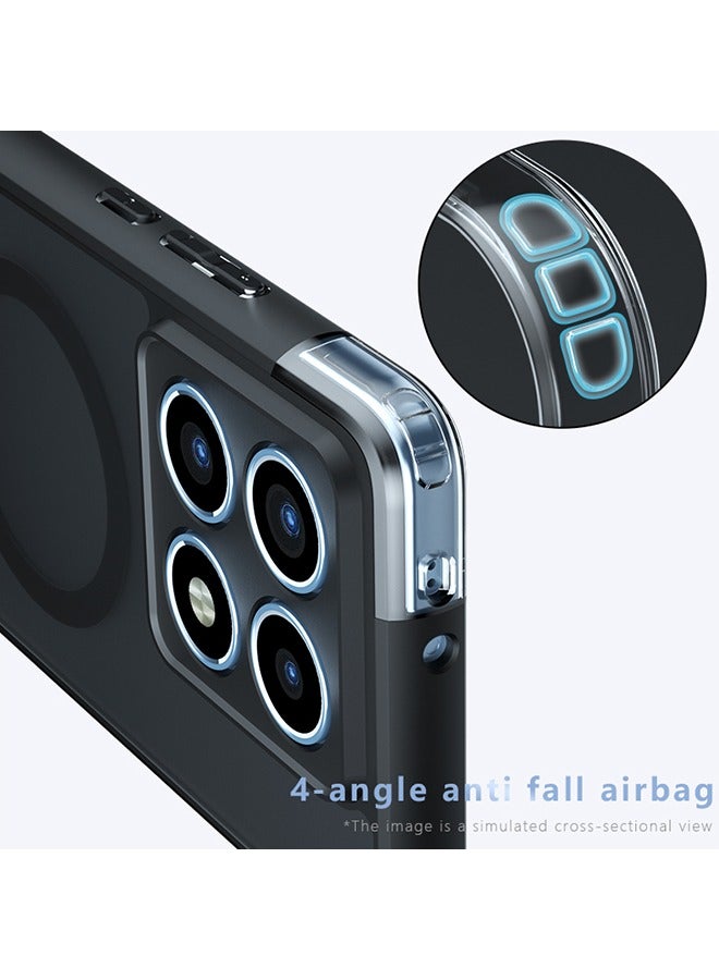 Magnetic Case for Xiaomi 14T Pro 5G, Anti-Fingerprints, Anti-Fall Drop Protection, Frosted Armor Back Cover Airbag Shockproof TPU Bumper Matte Transparent Cover for Xiaomi 14T Pro 5G (Black)  - Image 3