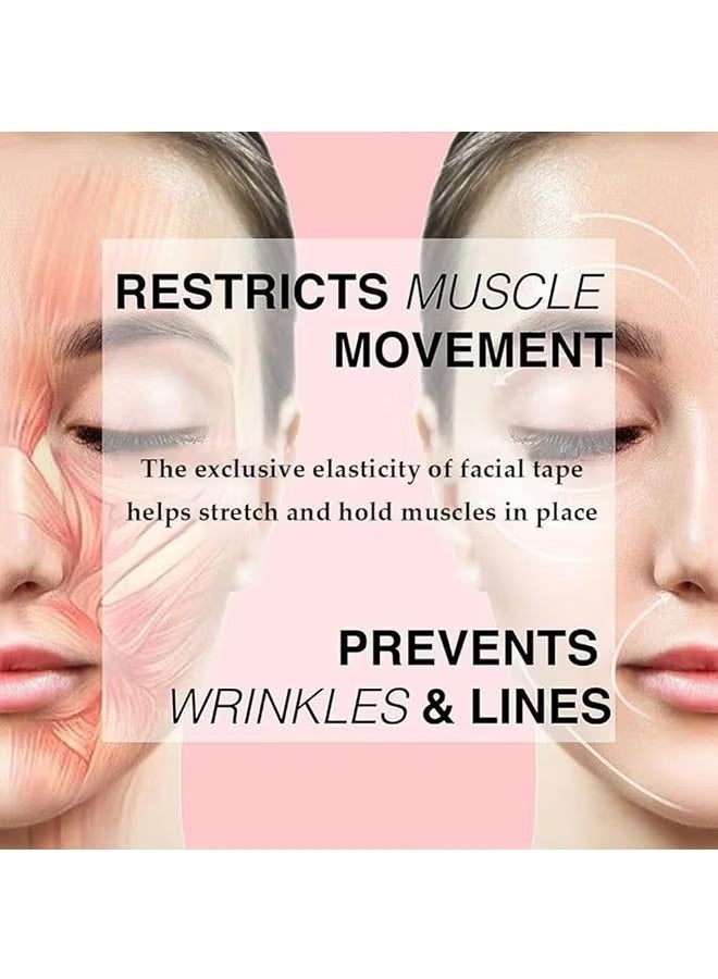 Wrinkles Face Patches, Face Stickers, Neck Eye Double Chin Lift V Shape Refill Tapes, Thin Skin Care, High Elasticity Wrinkle Patches Kinesiology Tape, Face Skin Lifting Tape Beige - Image 3