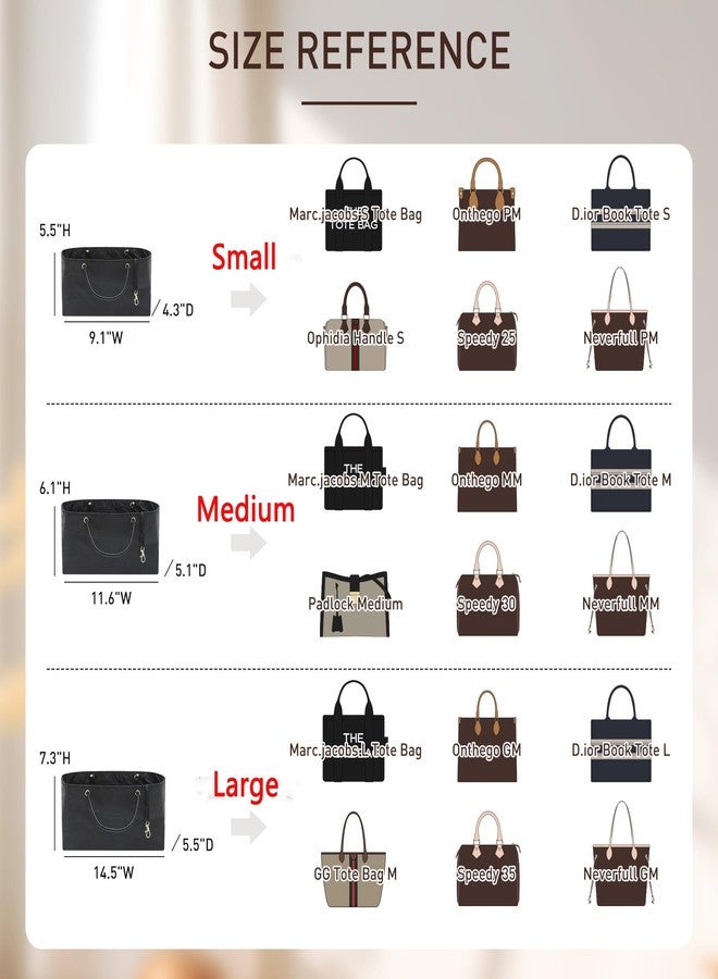 Doxo Purse Organizer Insert Compatiable with Medium Tote Bag, Lightweight YKK Zipper Tote Organizer with Handle/Elastic Cup Holder/Key Leash, 16 Pockets Bags Divider Shaper, Black/M - Image 2