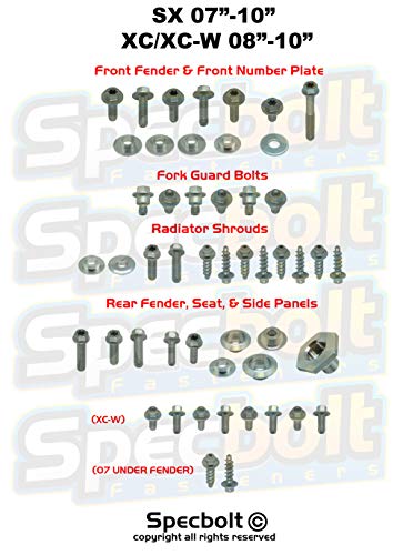 Specbolt Fasteners Full Plastics Body Fastener Bolt Kit Fits: KTM 50 65 85 105 125 200 250 300 450 505 SX '07-'10, XC/XC-W '08-'10#0710 - Image 4