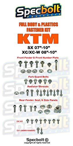 Specbolt Fasteners Full Plastics Body Fastener Bolt Kit Fits: KTM 50 65 85 105 125 200 250 300 450 505 SX '07-'10, XC/XC-W '08-'10#0710 - Image 3