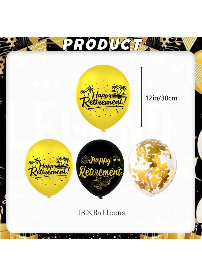50 PCS Retirement Party Balloon Set, Cupcake Plugs, Black Gold Balloon, Flag Set, Retirement Theme, Suitable for Adult Parties and Other Decorations - Image 3
