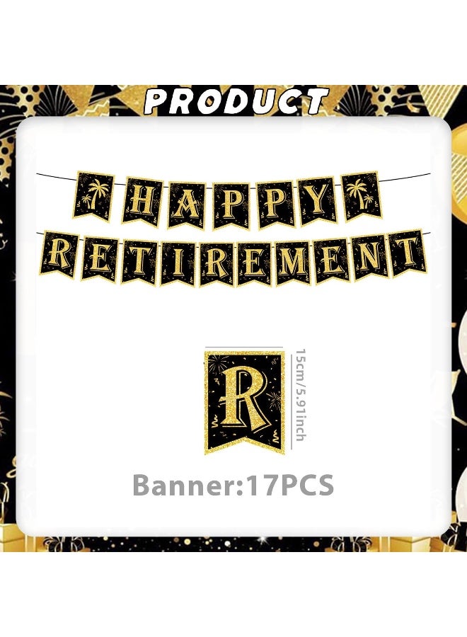 50 PCS Retirement Party Balloon Set, Cupcake Plugs, Black Gold Balloon, Flag Set, Retirement Theme, Suitable for Adult Parties and Other Decorations - Image 4