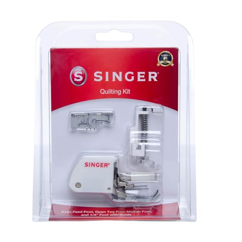 SINGER Quilting Presser Foot Kit | 3 Essential Presser Feet for Quilting – Even Feed Foot, Quarter Inch Foot with Guide & Open Toe Free Motion Foot | Compatible with SINGER CA-CC, CE, EA-EC Series - Image 1