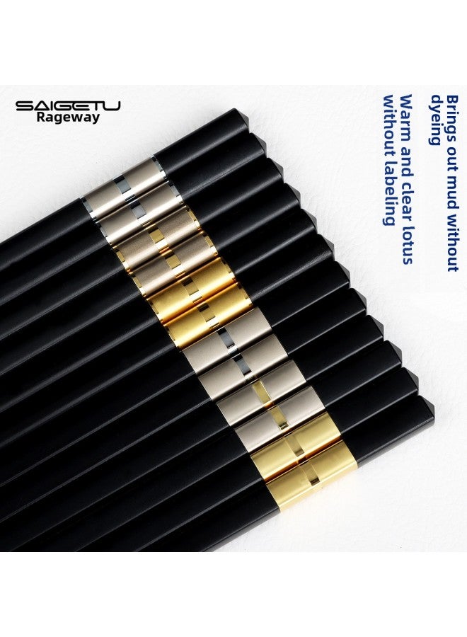 Alloy Chopsticks Hotel High-grade Alloy Chopsticks Non-slip High Temperature Hotel Chopsticks 10 Pairs -1 Box-Color:Black Light Body 24cm  - Image 2