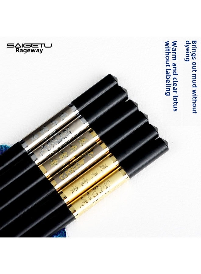 Alloy Chopsticks Hotel High-grade Alloy Chopsticks Non-slip High Temperature Hotel Chopsticks 10 Pairs -1 Box-Color:Black Light Body 24cm  - Image 5