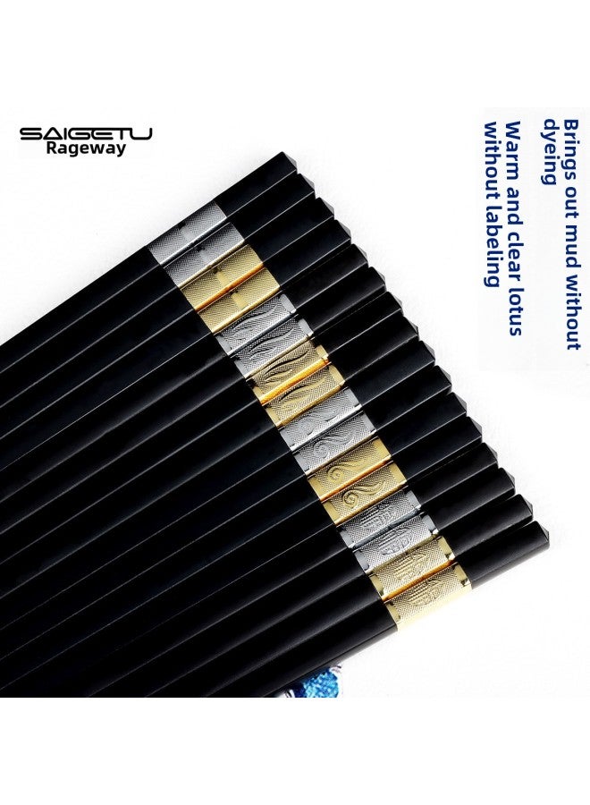 Alloy Chopsticks Hotel High-grade Alloy Chopsticks Non-slip High Temperature Hotel Chopsticks 10 Pairs -1 Box-Color:Black Light Body 24cm  - Image 3