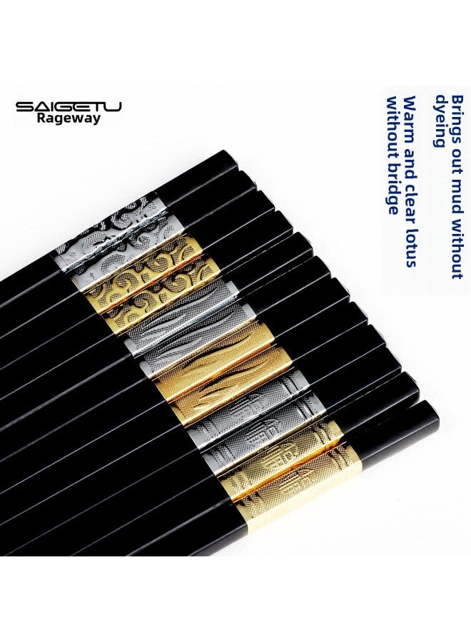 Alloy Chopsticks Hotel High-grade Alloy Chopsticks Non-slip High Temperature Hotel Chopsticks 10 Pairs -1 Box-Color:Black Light Body 24cm  - Image 4