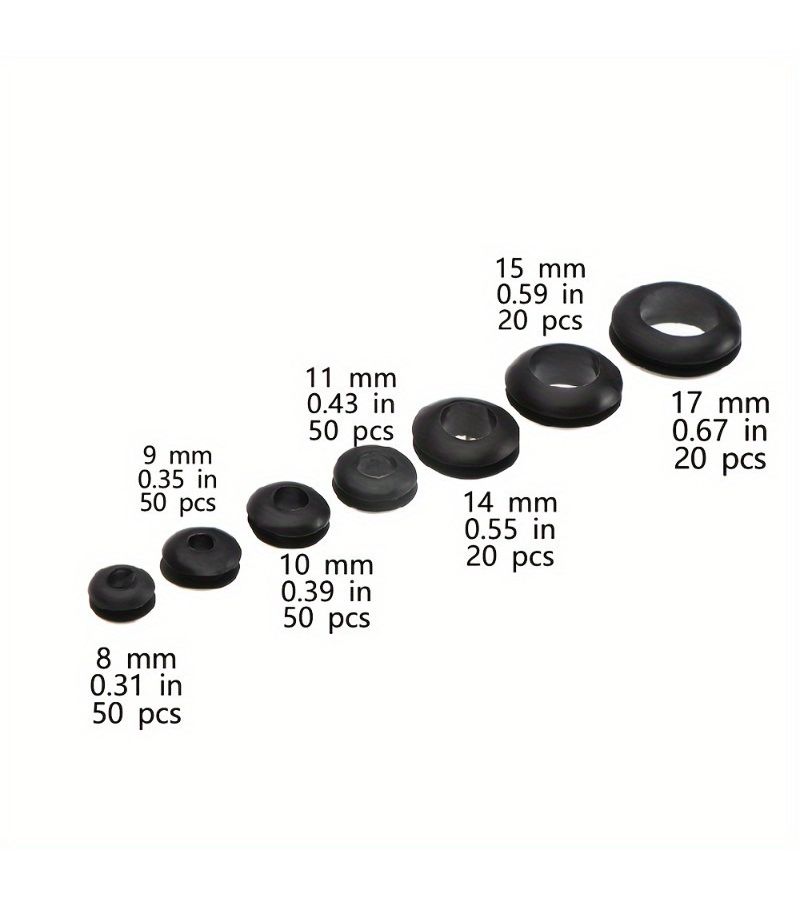 260 Black Rubber Grommets Double Sided Cable Seals With Storage Box - Image 5