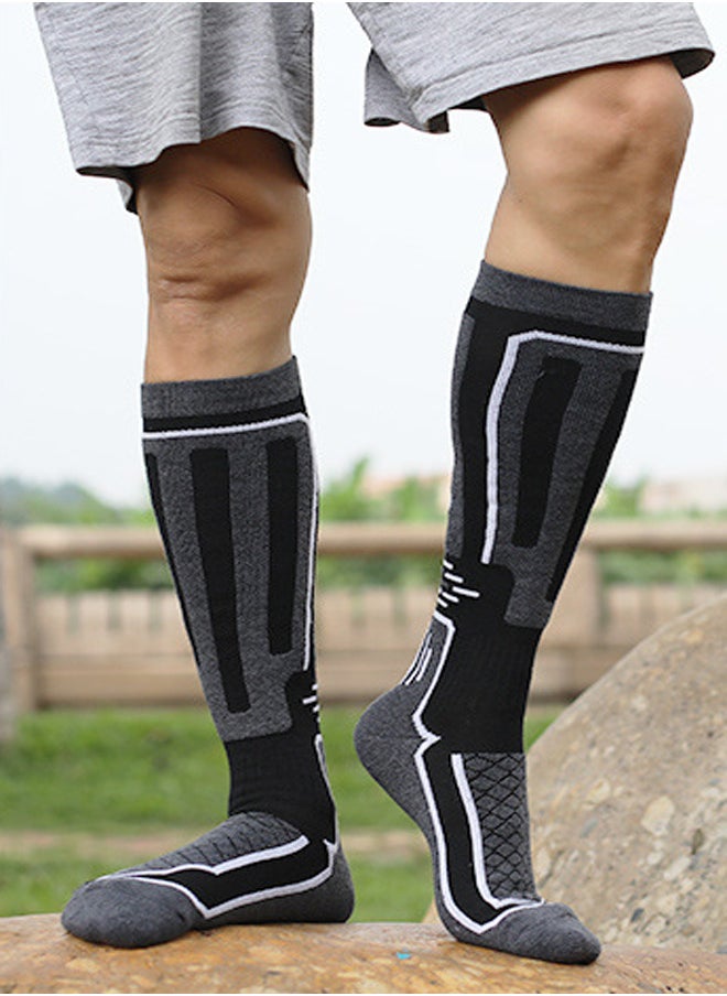 RATSAW - 2 Pairs Mens Thermal Ski Socks Winter Warm Knee High Cycling Sports Socks 9-12 Anti Blister Cushioned Snow Boot Socks for Skiing Snowboard Trekking Hiking - Image 1