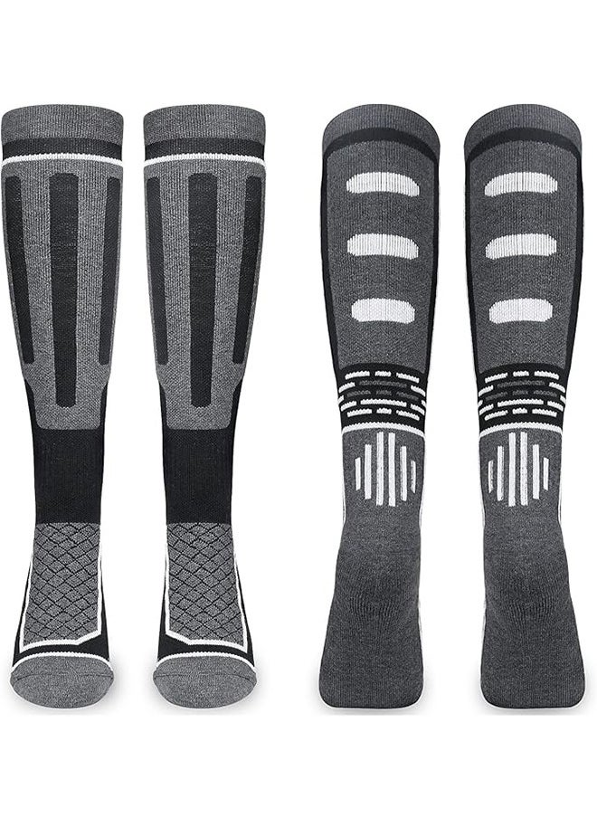 RATSAW - 2 Pairs Mens Thermal Ski Socks Winter Warm Knee High Cycling Sports Socks 9-12 Anti Blister Cushioned Snow Boot Socks for Skiing Snowboard Trekking Hiking - Image 1