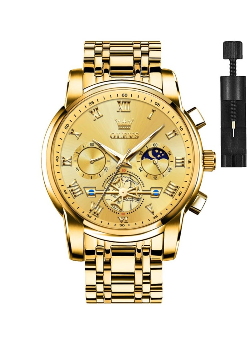 أوليفز ساعة OLEVS للرجال بتصميم مربع من الألماس مع عقارب كوارتز وتاريخ فاخرة للرجال كاجوال من الفولاذ المقاوم للصدأ وساعة يد مضيئة بلونين مقاومة للماء - Image 1
