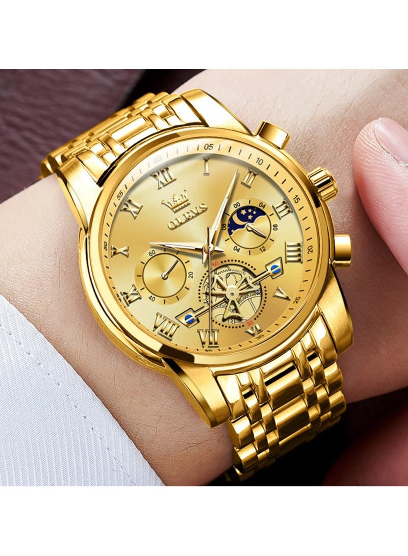 أوليفز ساعة OLEVS للرجال بتصميم مربع من الألماس مع عقارب كوارتز وتاريخ فاخرة للرجال كاجوال من الفولاذ المقاوم للصدأ وساعة يد مضيئة بلونين مقاومة للماء - Image 3