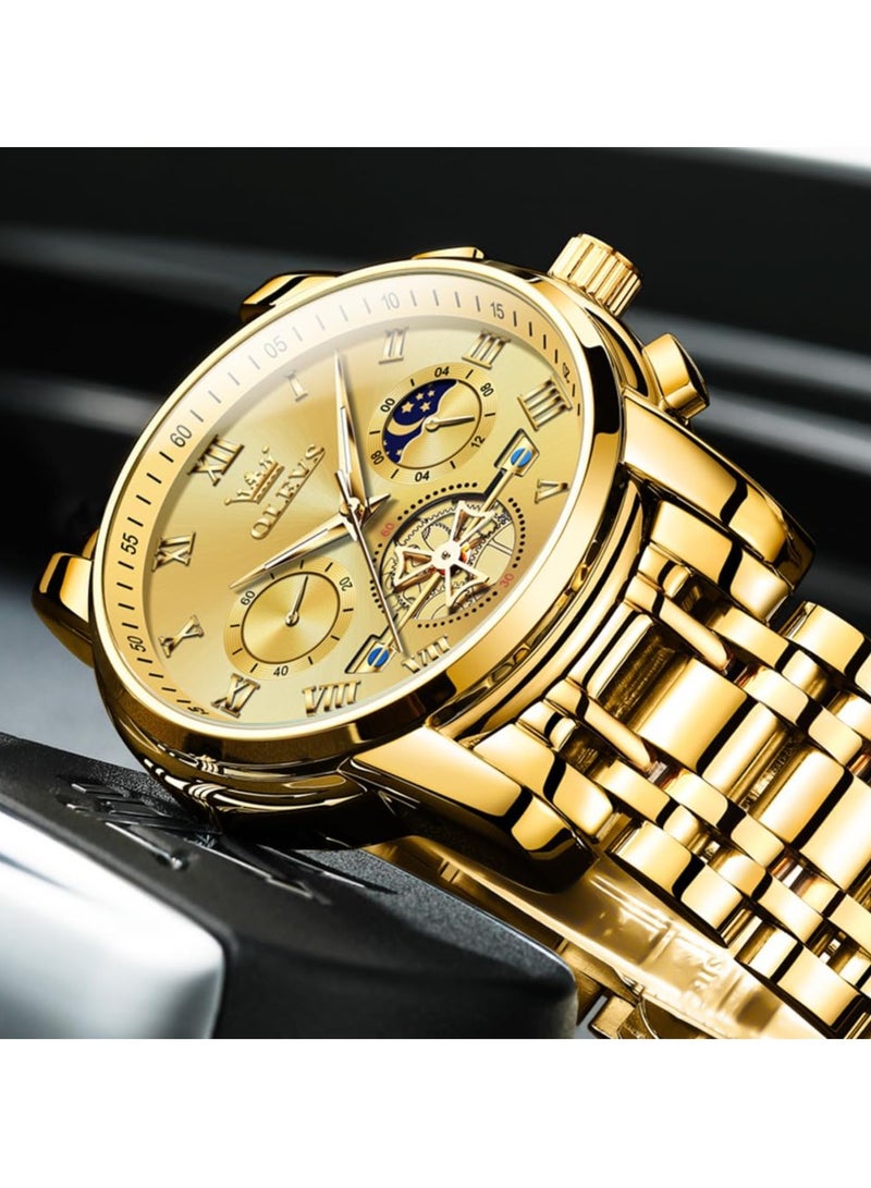 أوليفز ساعة OLEVS للرجال بتصميم مربع من الألماس مع عقارب كوارتز وتاريخ فاخرة للرجال كاجوال من الفولاذ المقاوم للصدأ وساعة يد مضيئة بلونين مقاومة للماء - Image 4