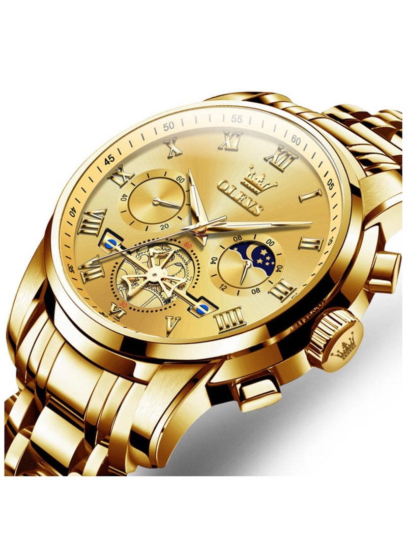 أوليفز ساعة OLEVS للرجال بتصميم مربع من الألماس مع عقارب كوارتز وتاريخ فاخرة للرجال كاجوال من الفولاذ المقاوم للصدأ وساعة يد مضيئة بلونين مقاومة للماء - Image 2