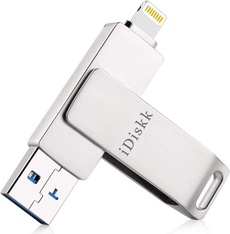 آيديسك iOS MFi معتمد 64GB عصا فلاش صور متنقلة لأيفون (14/13/12/12 برو/12 برو ماكس/11/11 برو/XR/X) عصا ذاكرة تخزين صور خارجي لأيباد وماك بوك/لابتوب/كمبيوتر شخصي - Image 1