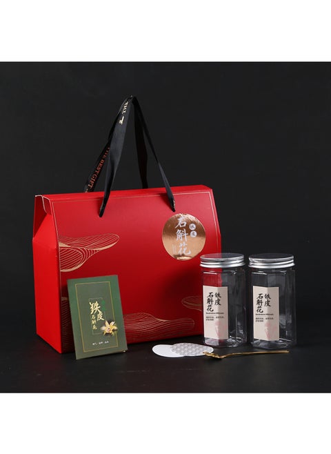 Dendrobium Flower Packaging Box Empty Box Universal Dendrobium Packaging Gift Box-Color:Dendrobium Flower (red) 2 Bottles
