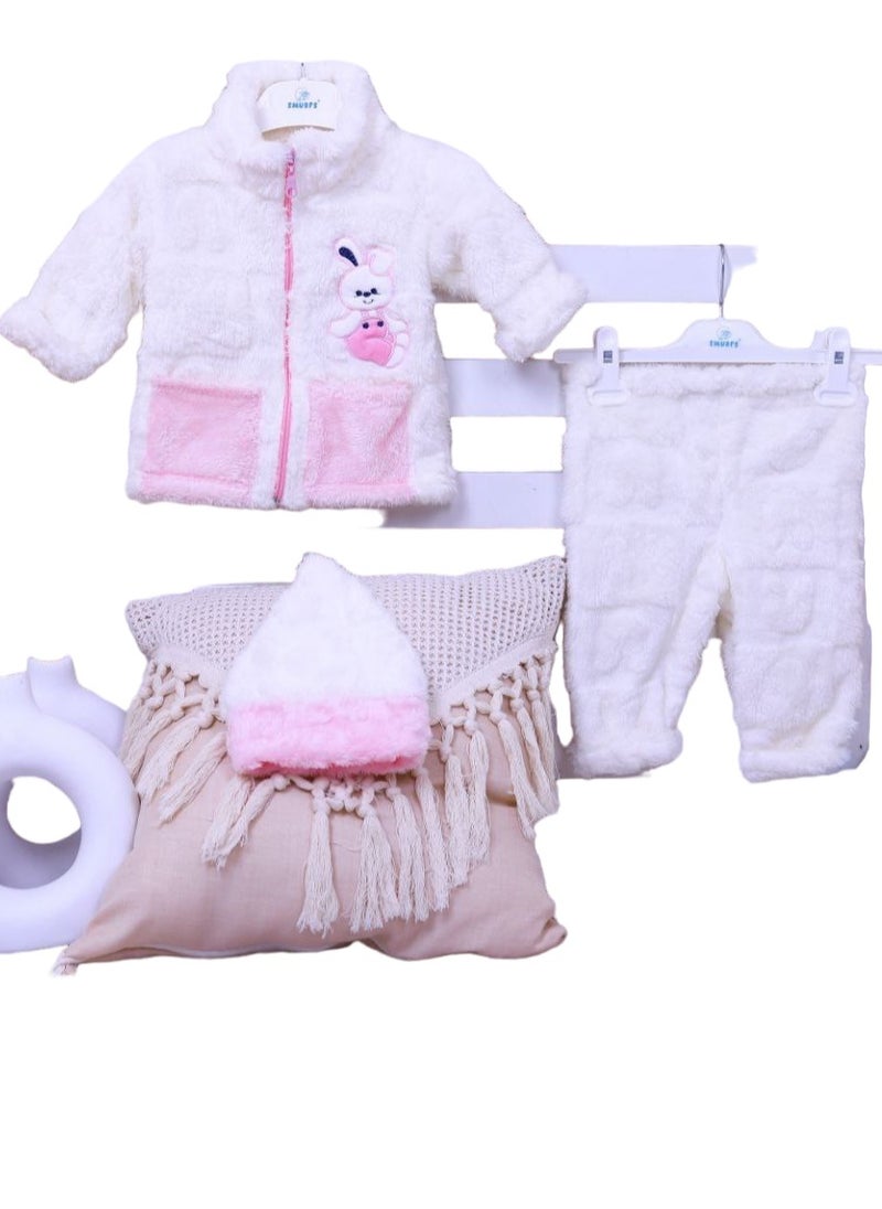 Generic - baby fur set, High warm , white color, to ensure high warmth for your child, size from birth to 6 months - Image 1