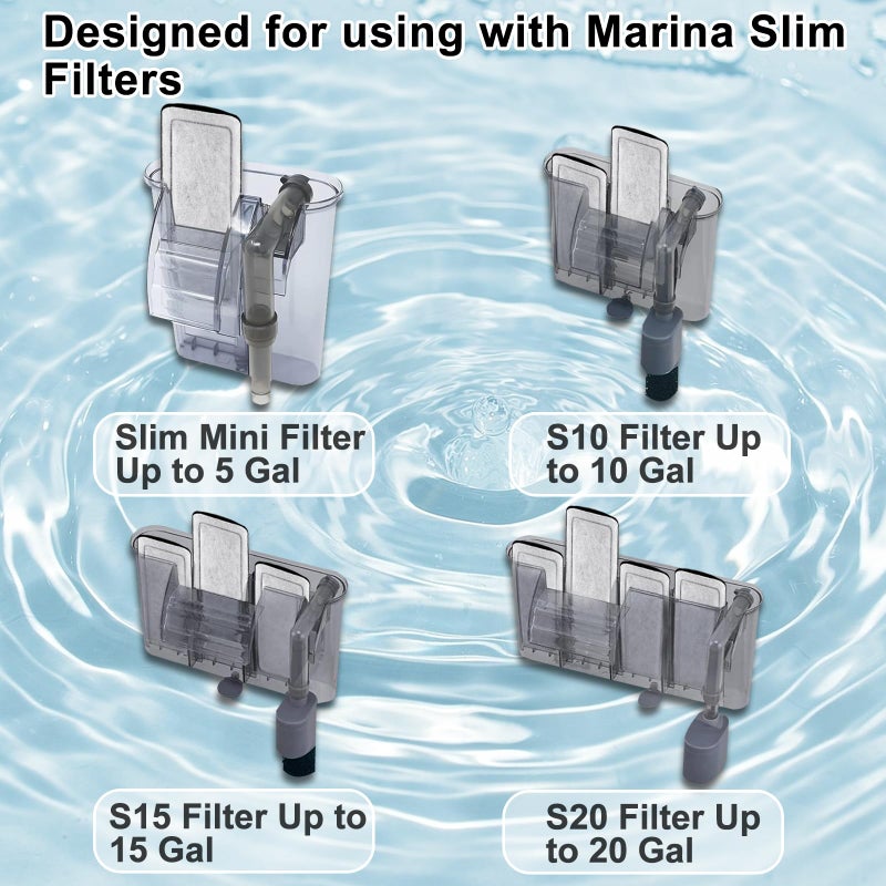 Pryitier 16 Pack Filter Cartridge for Marina Slim Filter S10/S15/S20, Replacement Fish Tank Cartridges with Ceramic for All Three Marina Slim Model - Image 2