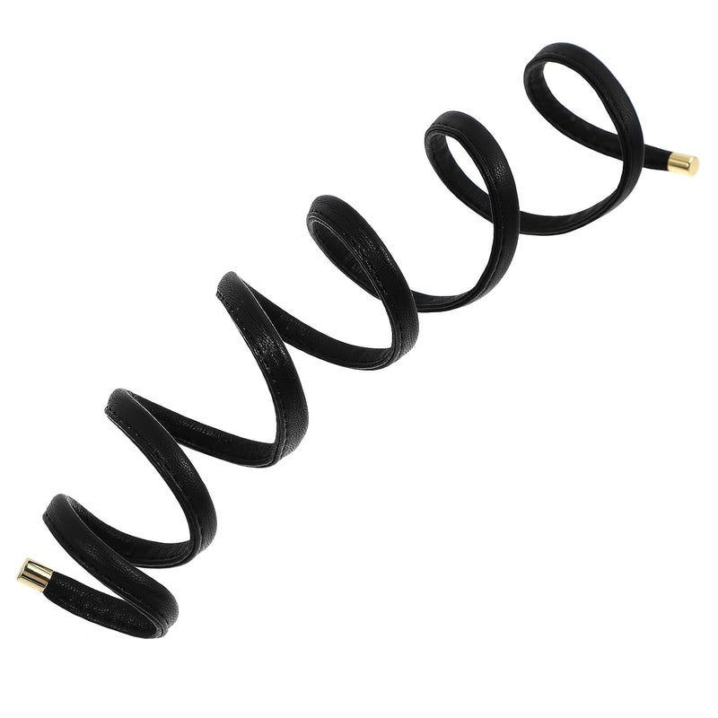 FRCOLOR Spiral Lock Hair Tie Dreadlock Accessory PU Leather Long Bendable Hair Tie for Women Men Thick Curly Hair Wraps Black