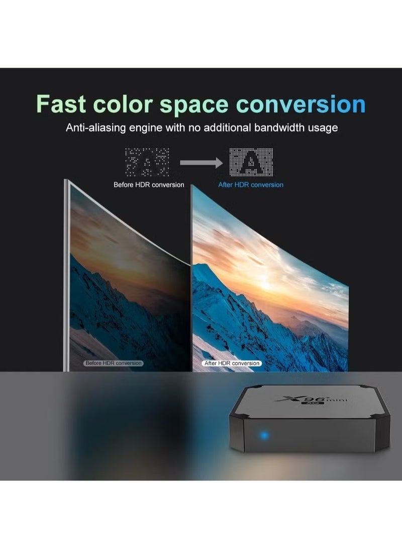 X96 صندوق تلفاز أندرويد X96 ميني 5G | 2 جيجابايت رام + 16 جيجابايت روم | أندرويد 9.0 | معالج رباعي النواة Amlogic S905W4 | واي فاي مزدوج 2.4G/5G | مشغل وسائط 4K | H.265 10bit | USB 2.0 | صندوق تلفاز ذكي للبث والترفيه - Image 5