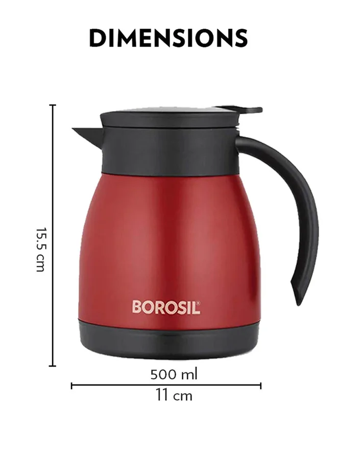 بوروسيل بوروسيلي إبريق شاي ستانلس ستيل أحمر ٥٠٠ مل
