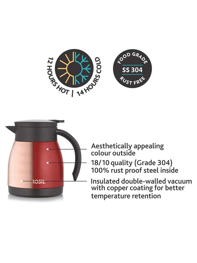بوروسيل بوروسيلي إبريق شاي ستانلس ستيل أحمر ٥٠٠ مل