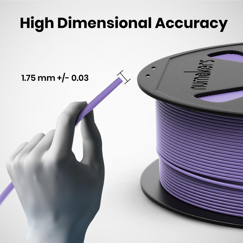 NUMAKERS PLA+ 3D Printer Filament, 1.75mm, Dimensional Accuracy +/- 0.03 mm, 1 kg Spool (2.2 lbs), Compatible with Most FDM Printers (Lavender Violet) - Image 5
