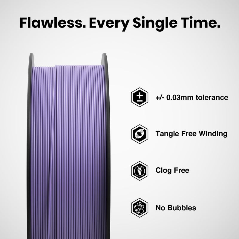 NUMAKERS PLA+ 3D Printer Filament, 1.75mm, Dimensional Accuracy +/- 0.03 mm, 1 kg Spool (2.2 lbs), Compatible with Most FDM Printers (Lavender Violet) - Image 3