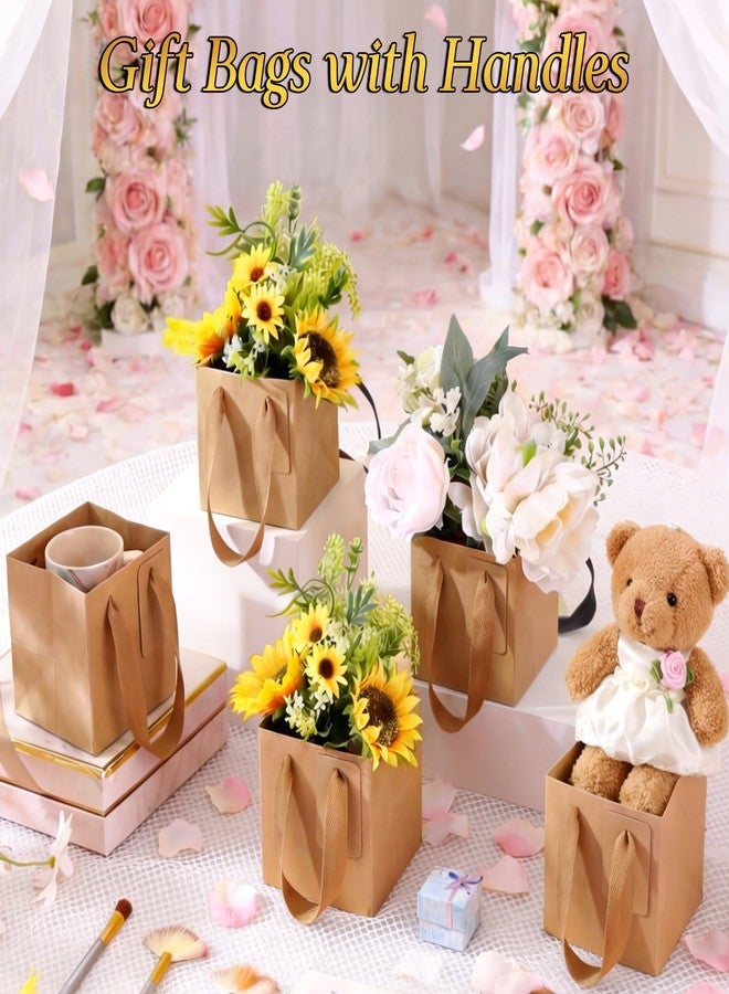 Kolldenn 50 Pcs Small Brown Gift Bags with Handles 4"×4"×4" Mini Kraft Paper Square Gift Bags Bulk with 50 Blank DIY Tags for Wedding Birthday Graduation Shopping Business Party - Image 5