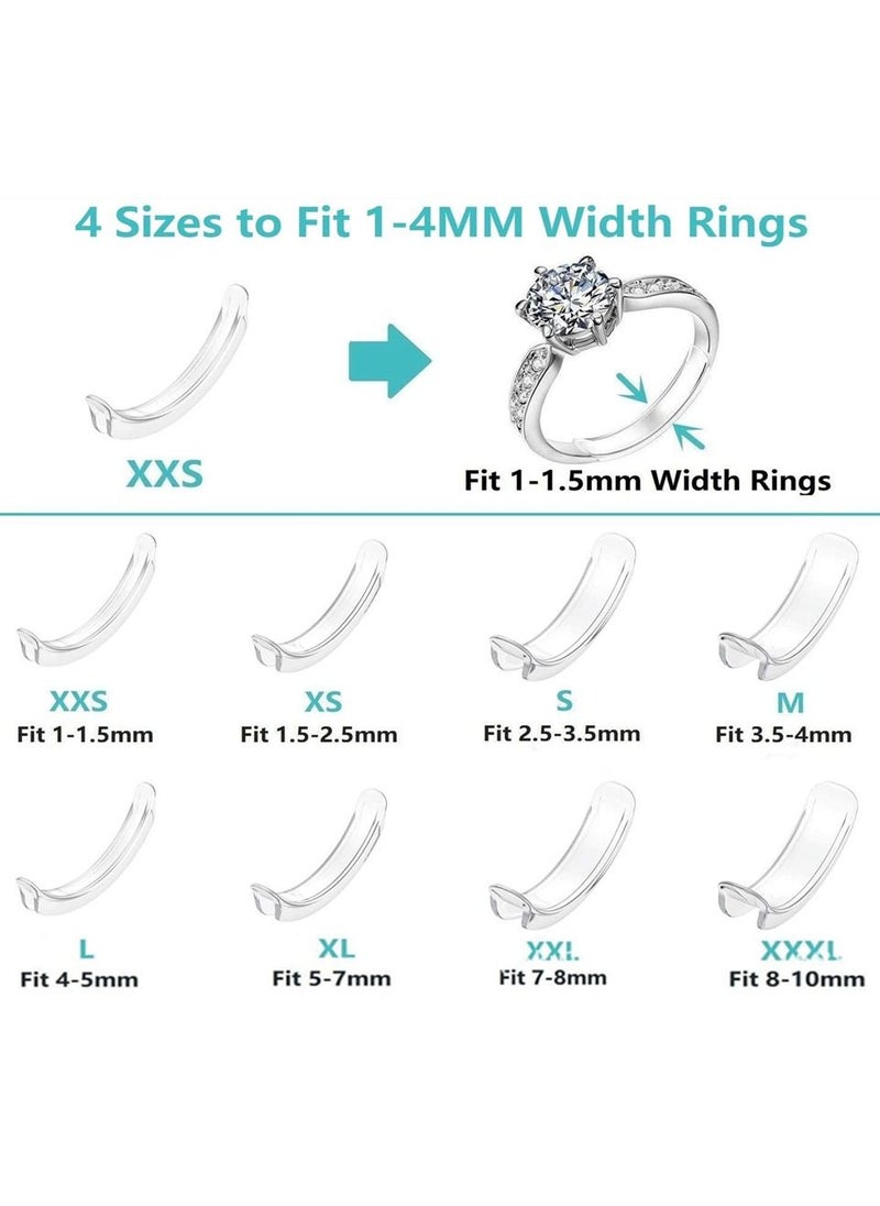 SYOSI - Ring Size Adjuster, Invisible Ring Size Adjuster for Loose Rings with 8 Sizes, Ring Adjuster Fit Any Rings Guard Spacer, Ring Size Reducer Spacer Ring Guard With Wiping Cloth, 8 Pcs - Image 1