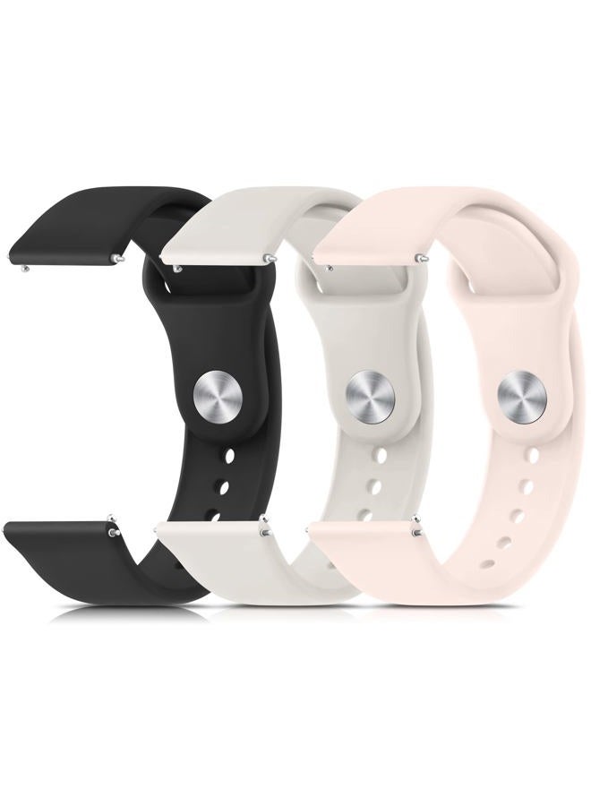 Meliya Silicone Watch Bands, 20mm 22mm Quick Release Soft Sport Replacement Watch Strap for Women Men (20mm, Black+Pink Sand+Starlight) - Image 1