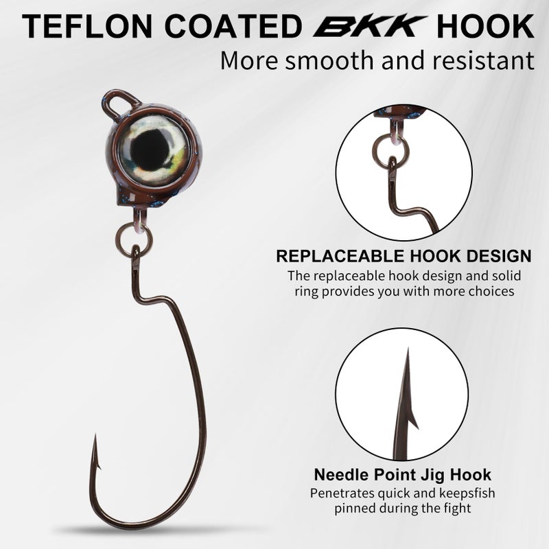 TRUSCEND Swinging Jigs Fishing Lures with Teflon Coated Ultra Smooth Sharp BKK Hook, Multi-Color Skirted Bass Swim Jigs Tied with Stainless Wire, Weedless Bass Baits Fishing Jigs Easily Used 1/2oz - Image 3