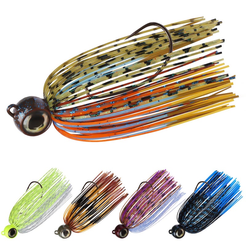 TRUSCEND Swinging Jigs Fishing Lures with Teflon Coated Ultra Smooth Sharp BKK Hook, Multi-Color Skirted Bass Swim Jigs Tied with Stainless Wire, Weedless Bass Baits Fishing Jigs Easily Used 1/2oz - Image 1